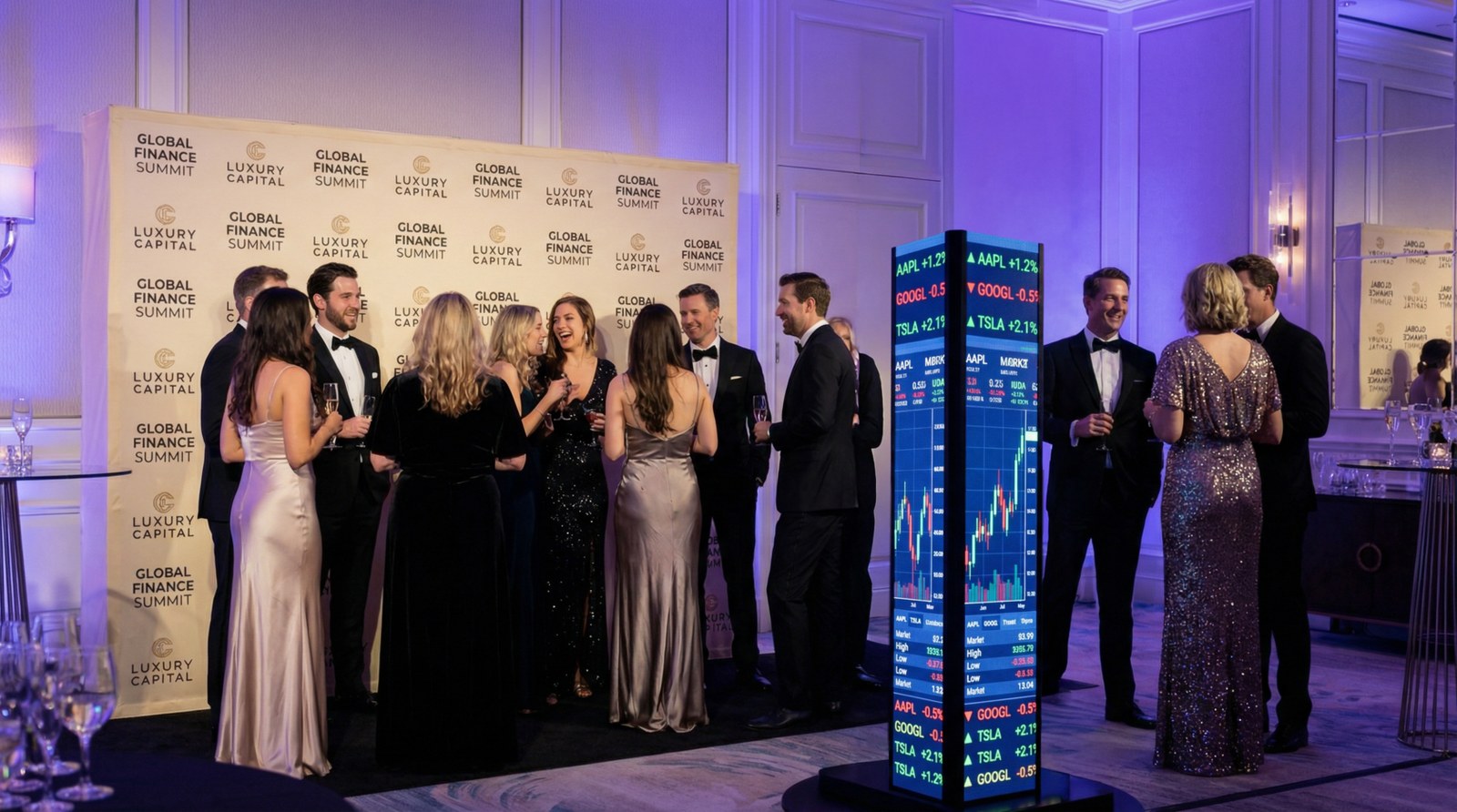 Stellar beside guests at a corporate event