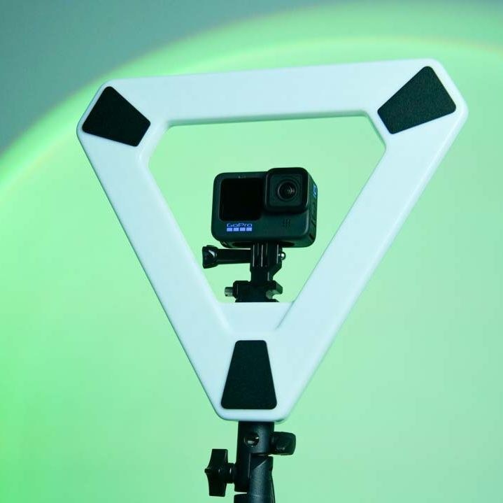 Triangle Light with a camera on its adjustable mount